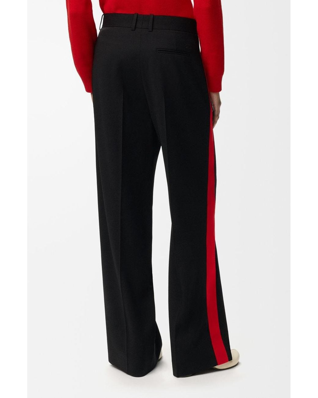 Loewe Red Side-Stripe Pressed-Crease Trousers
