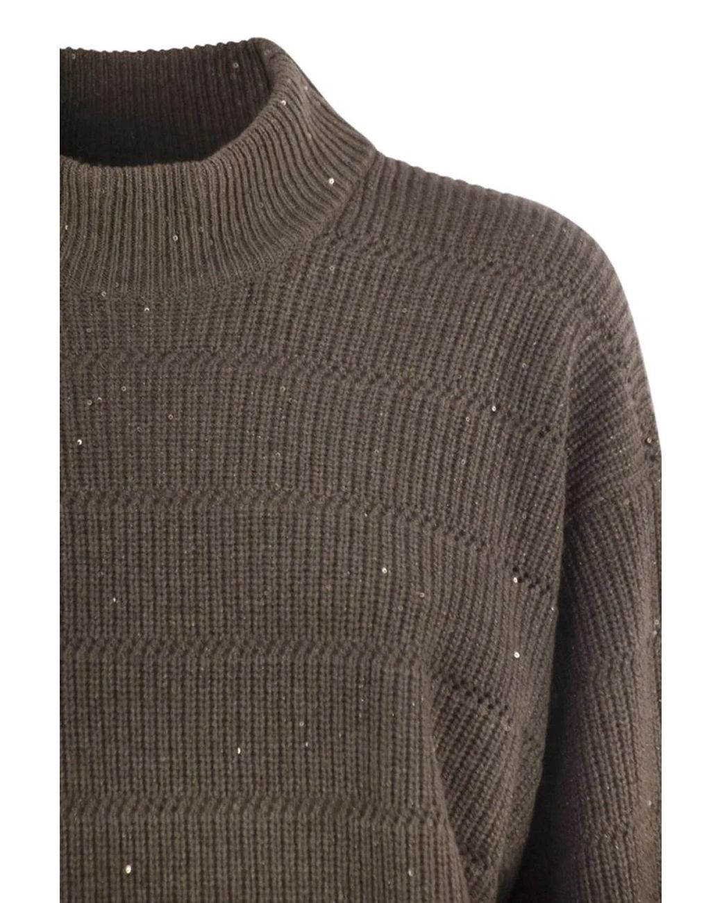 Brunello Cucinelli Brown Cashmere And Wool Turtleneck Sweater