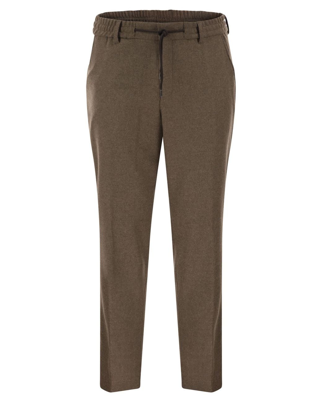 Boss Gray Virgin Wool-Blend Tapered Fit Trousers With Drawstring for men