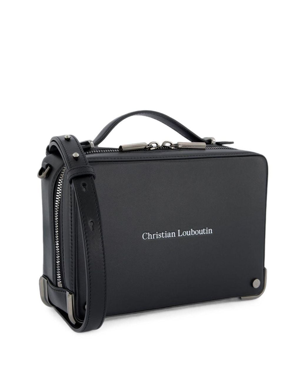 Christian Louboutin Black Small Leather Briefcase for men