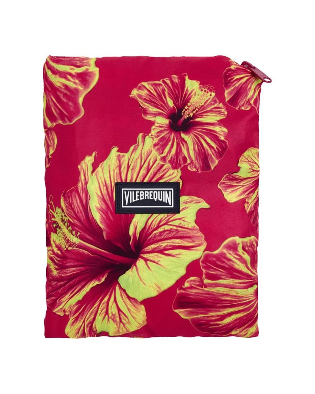 Vilebrequin Red Swim Shorts With Hibiscus Print And Matching Pouch for men