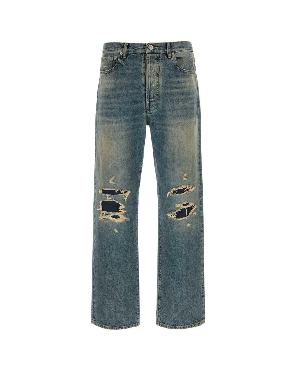 Maison Margiela Blue Distressed Denim Trousers for men