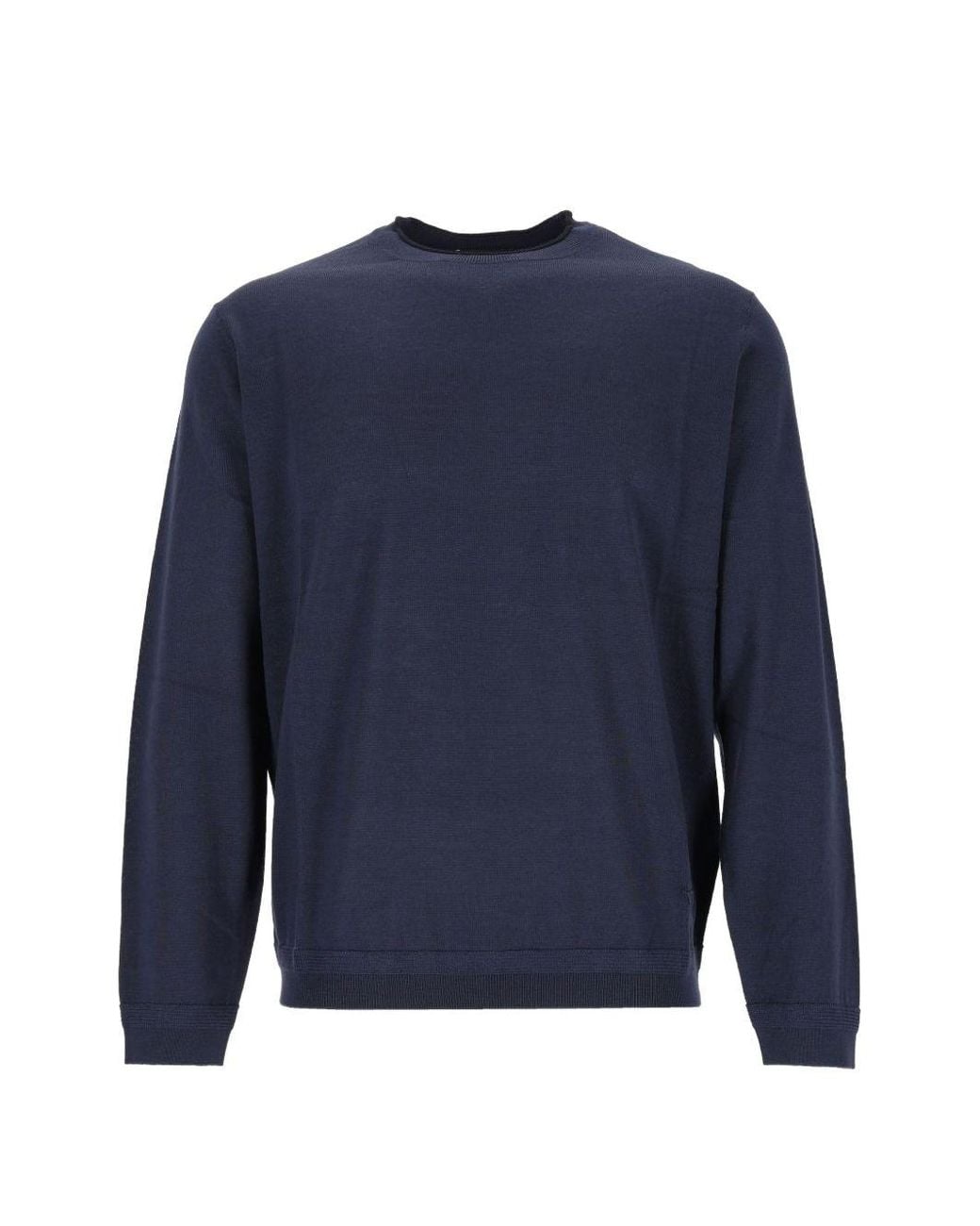 Emporio Armani Blue Wool Crewneck Sweater for men