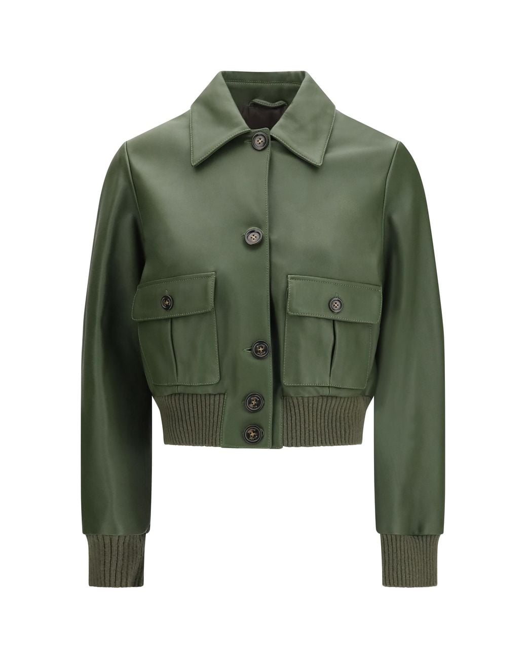 Valstar Green Cropped Nappa Ino Jacket Leather