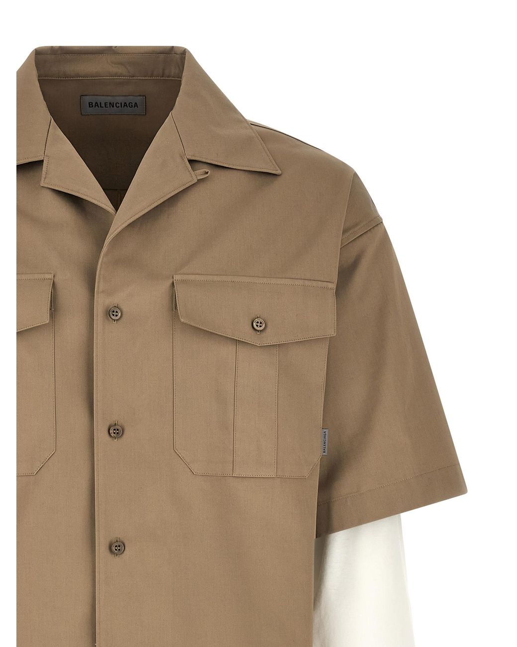 Balenciaga Brown Double-Layer Shirt for men
