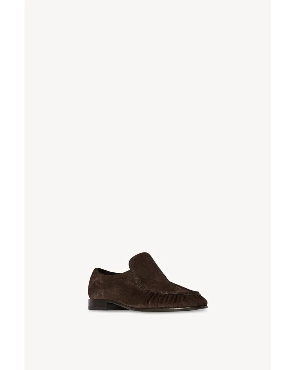 The Row Black Two Gathered Suede Loafers