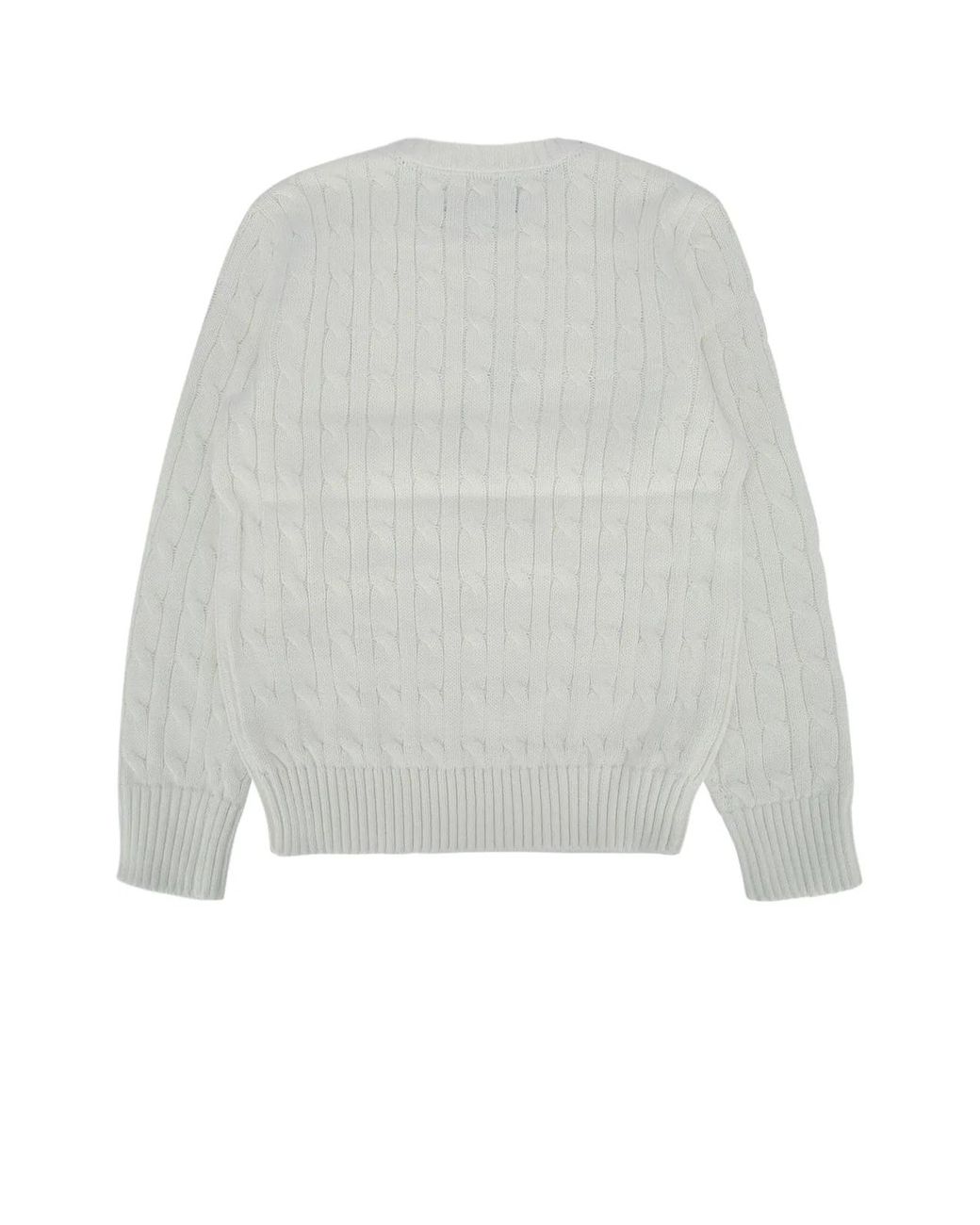 Polo Ralph Lauren White Jr Ls Cable Cn-Tops-Sweater