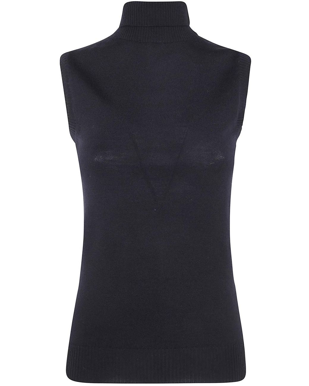 Max Mara Black "Spx Eschimo" Turtleneck Sleevesless Sweater