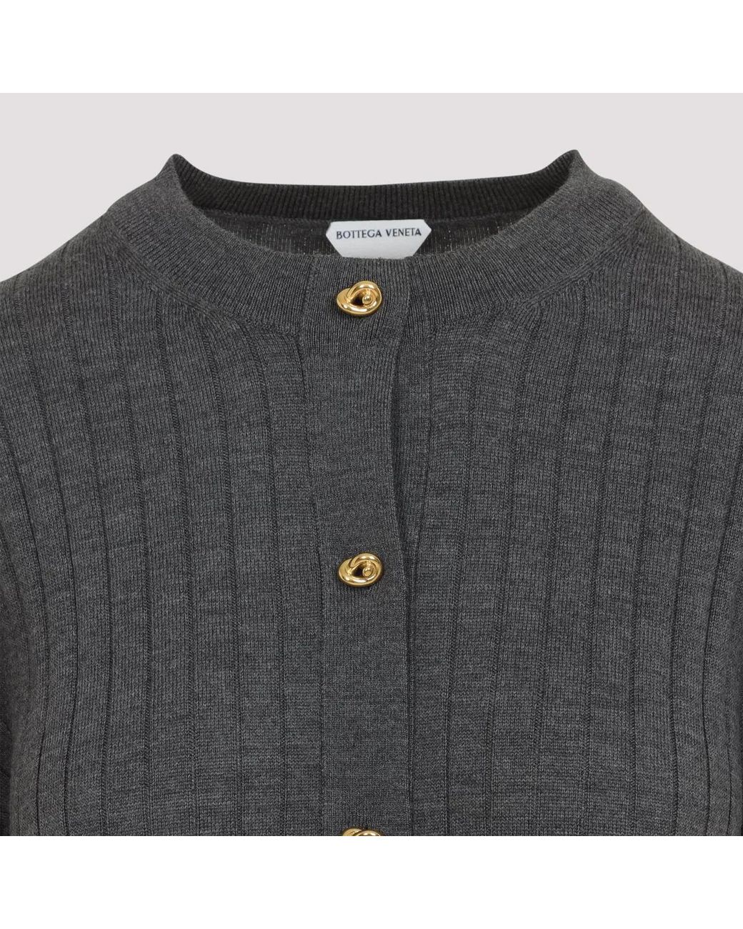 Bottega Veneta Gray Ribbed Knit Cardigan