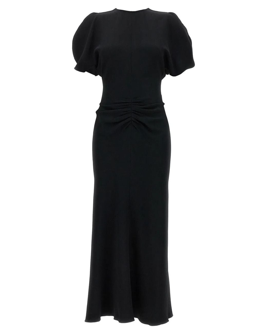 Victoria Beckham Black Round Neck Midi Dress