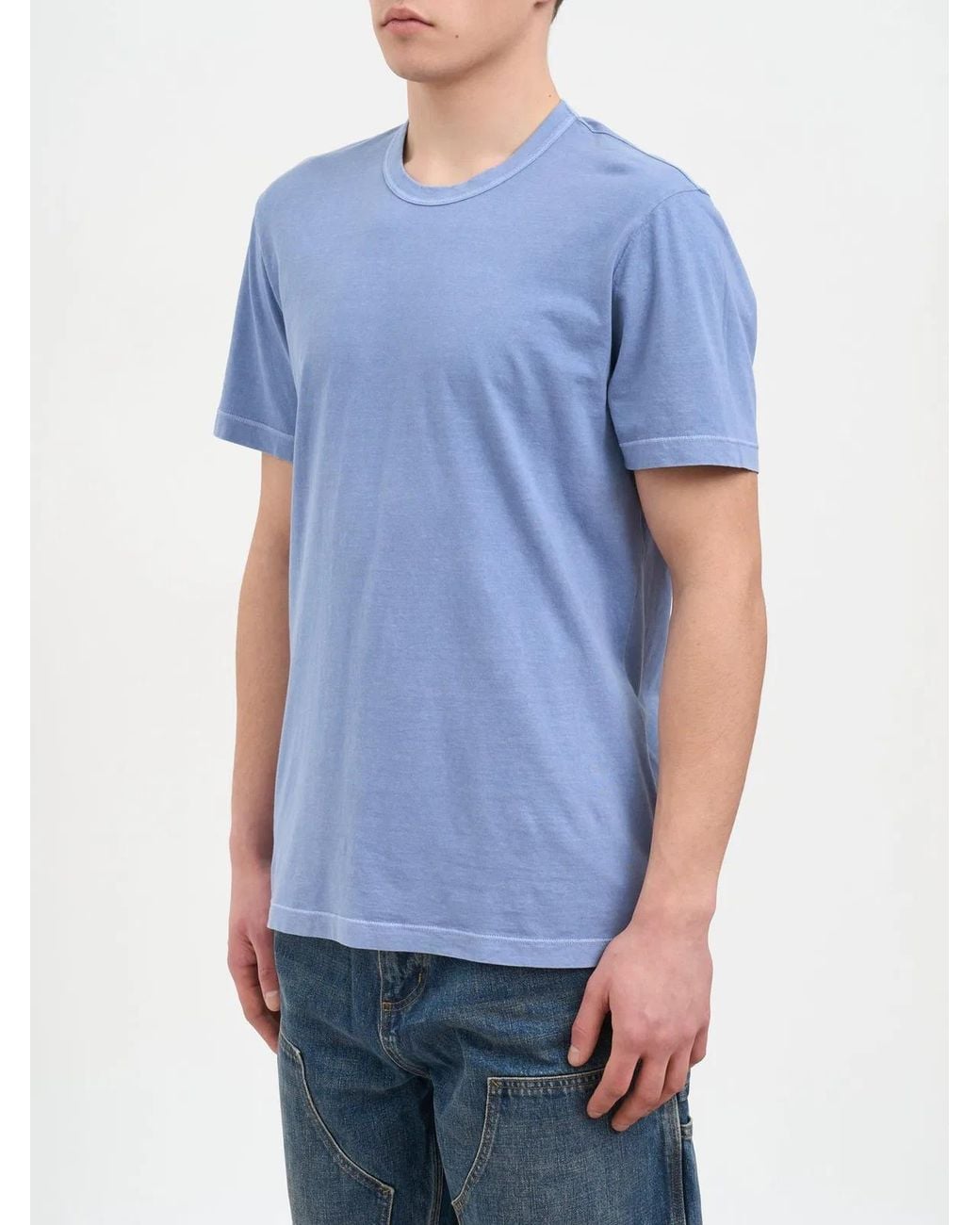 James Perse Blue Crew Neck Cotton T-Shirt for men
