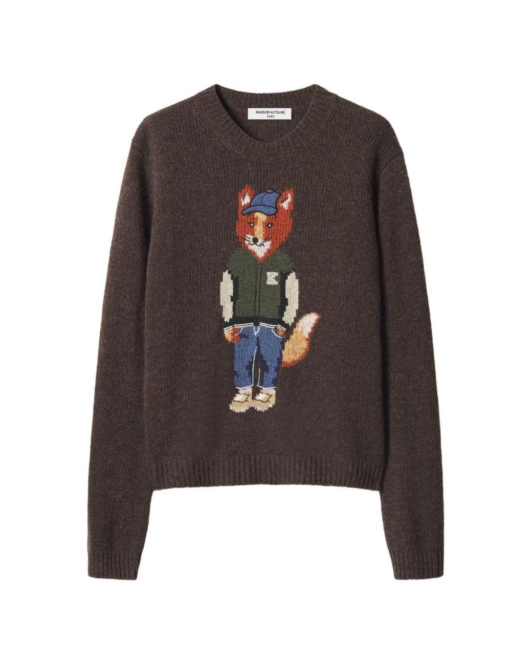 Maison Kitsuné Brown Maison Kitsuné Dressed Fox Wool Jumper
