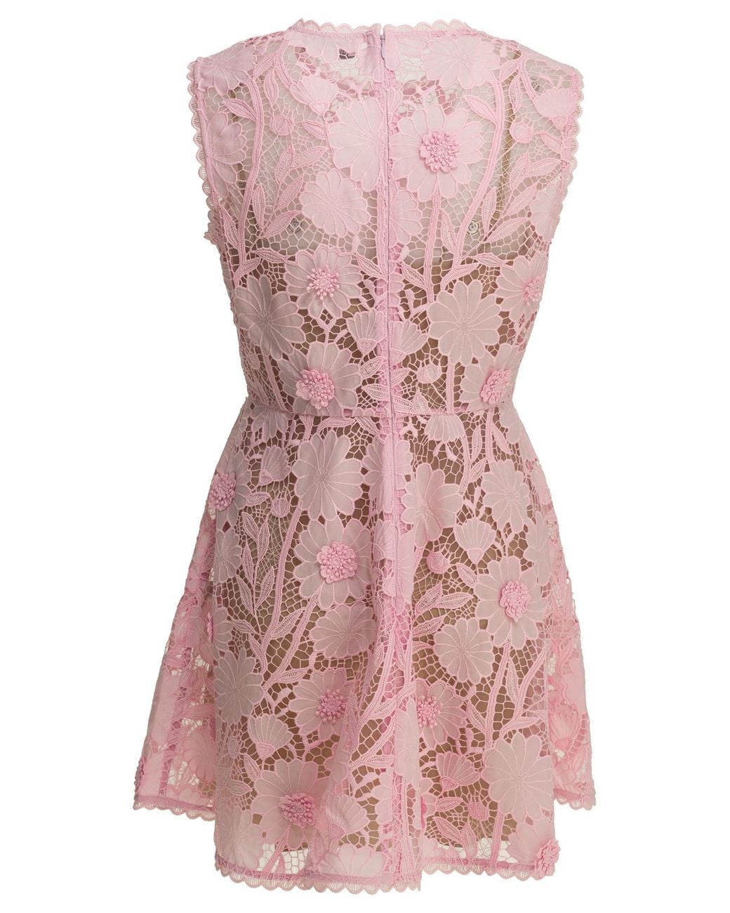 Self-Portrait Pink Short Lace Dress