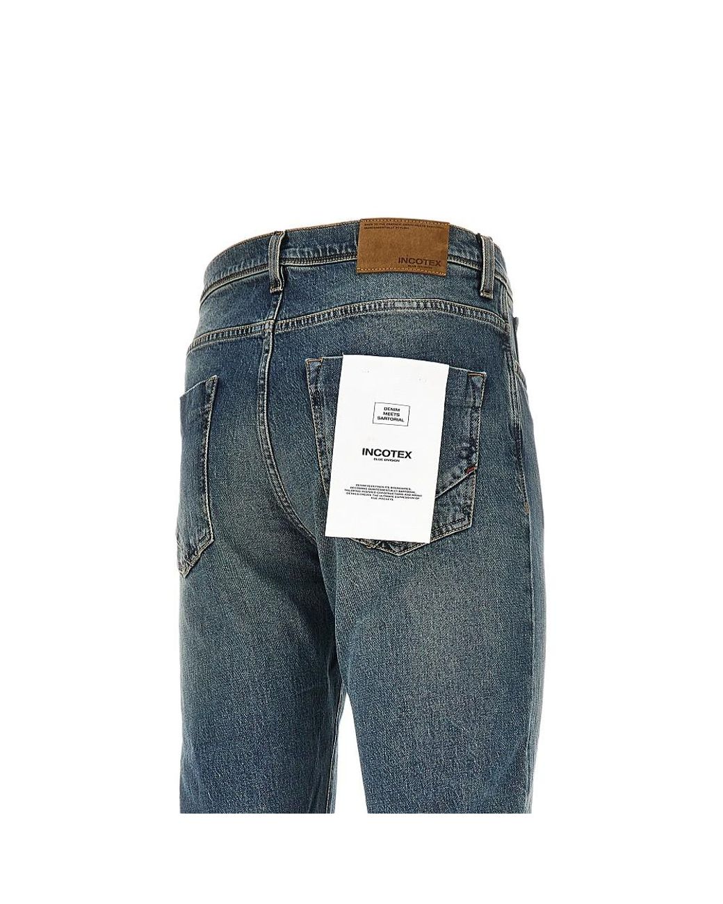 Incotex Blue Denim Tapered Fit Jeans for men