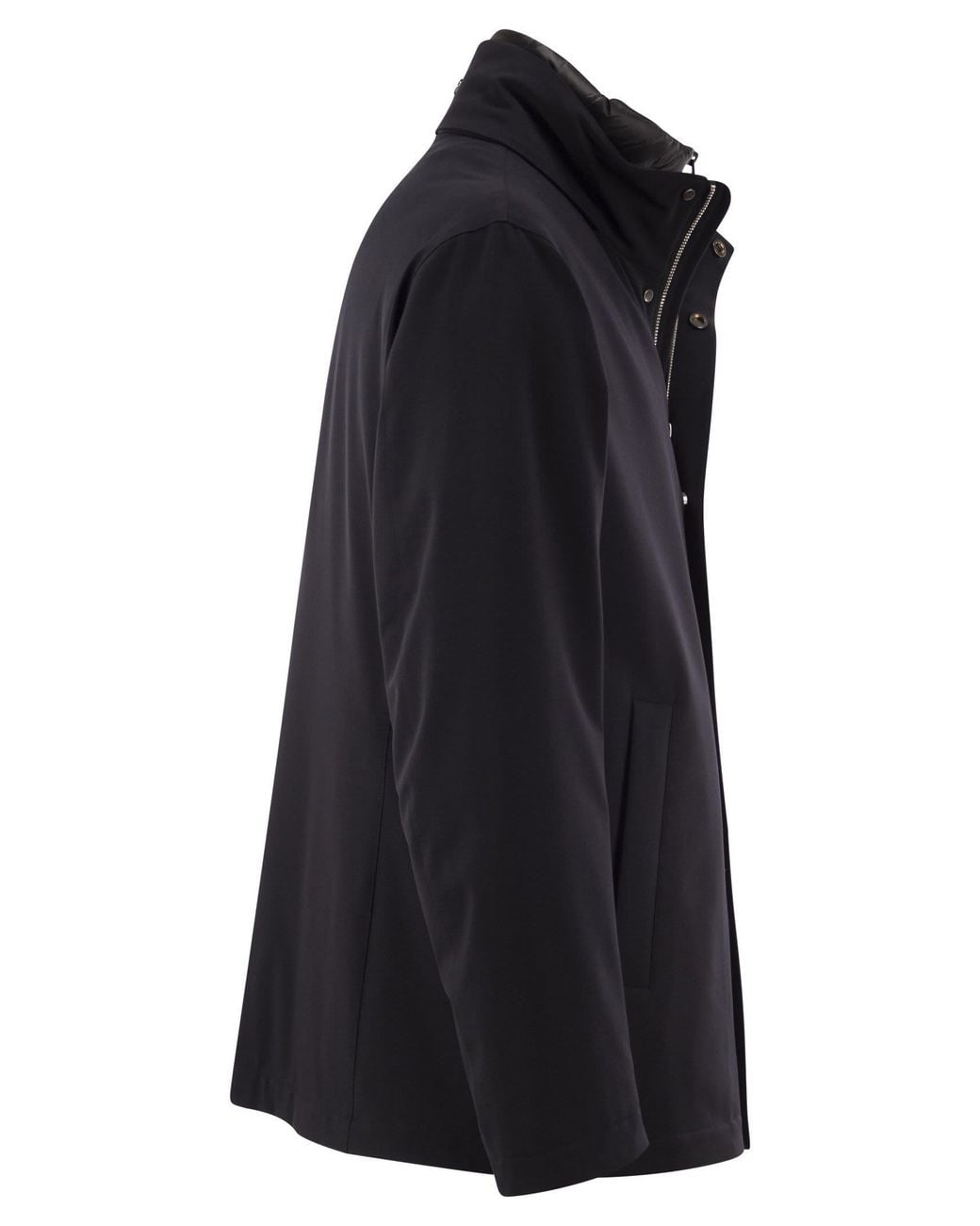 Montecore Black Stretch Technical Fabric Jacket With Detachable Inner Bib for men