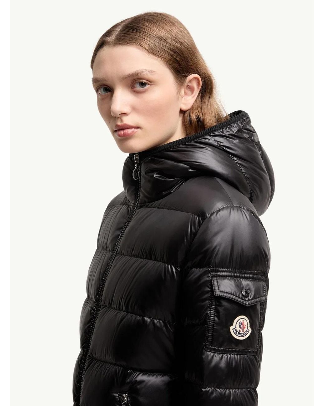 Moncler Black Glesse Short Down Jacket With Hood