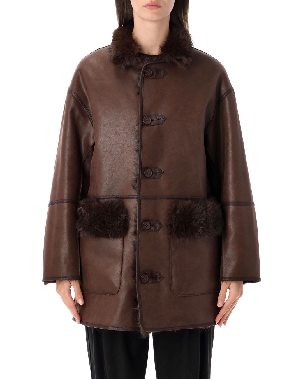 Urbancode Black Midi Jacket Toscana Faux Fur Reversabel