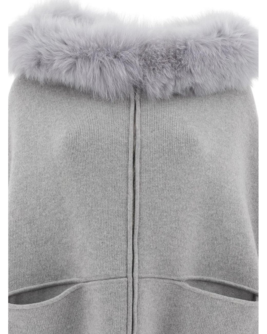 Giovi Gray Wool And Cashmere Poncho