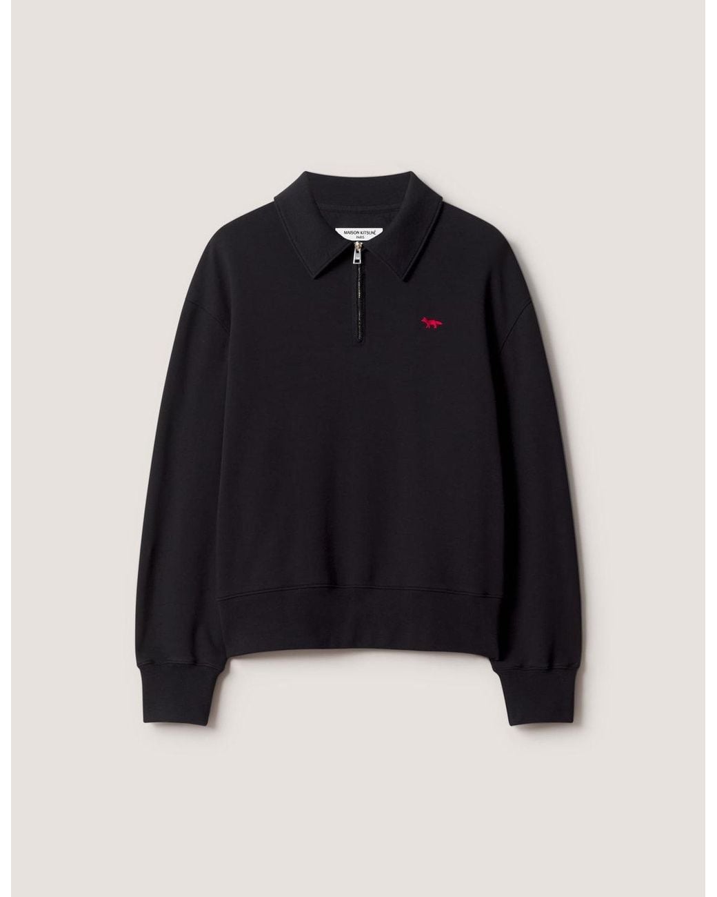 Maison Kitsuné Blue Profile Fox Zipped Polo Sweatshirt for men