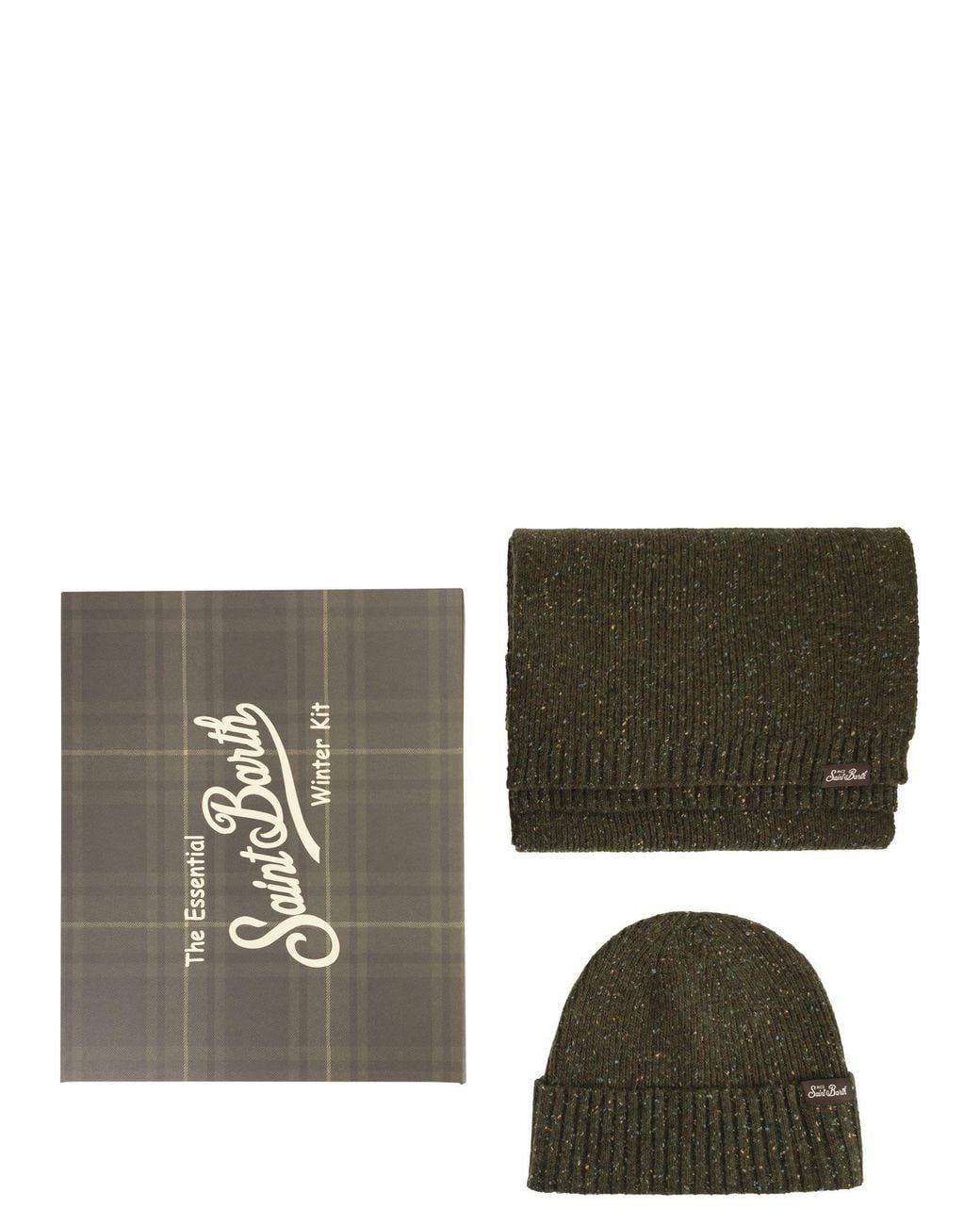 Mc2 Saint Barth Gray Gift Box With Wool-Blend Beanie And Scarf for men
