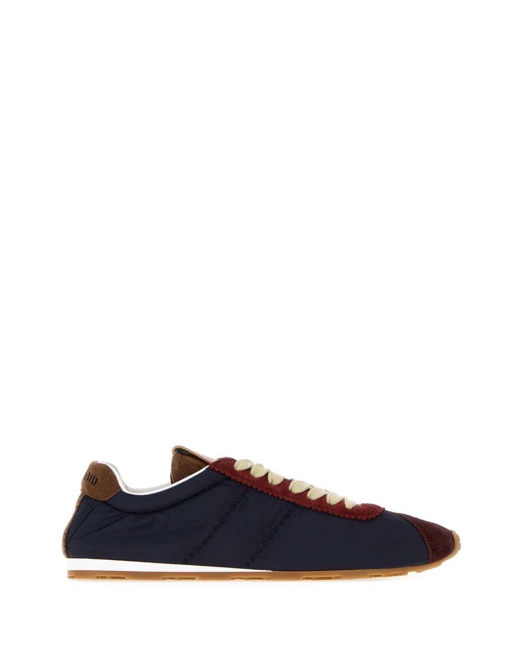 Miu Miu Blue Lace-Up Sneakers With Recycled Fabric And Calf Leather