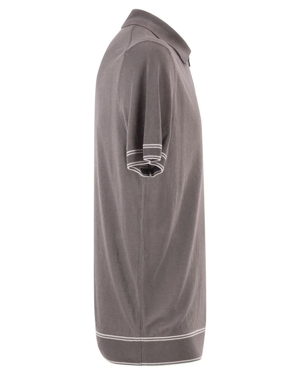Boss Gray Linen And Viscose Polo Shirt With Zip And Contrast Trims for men