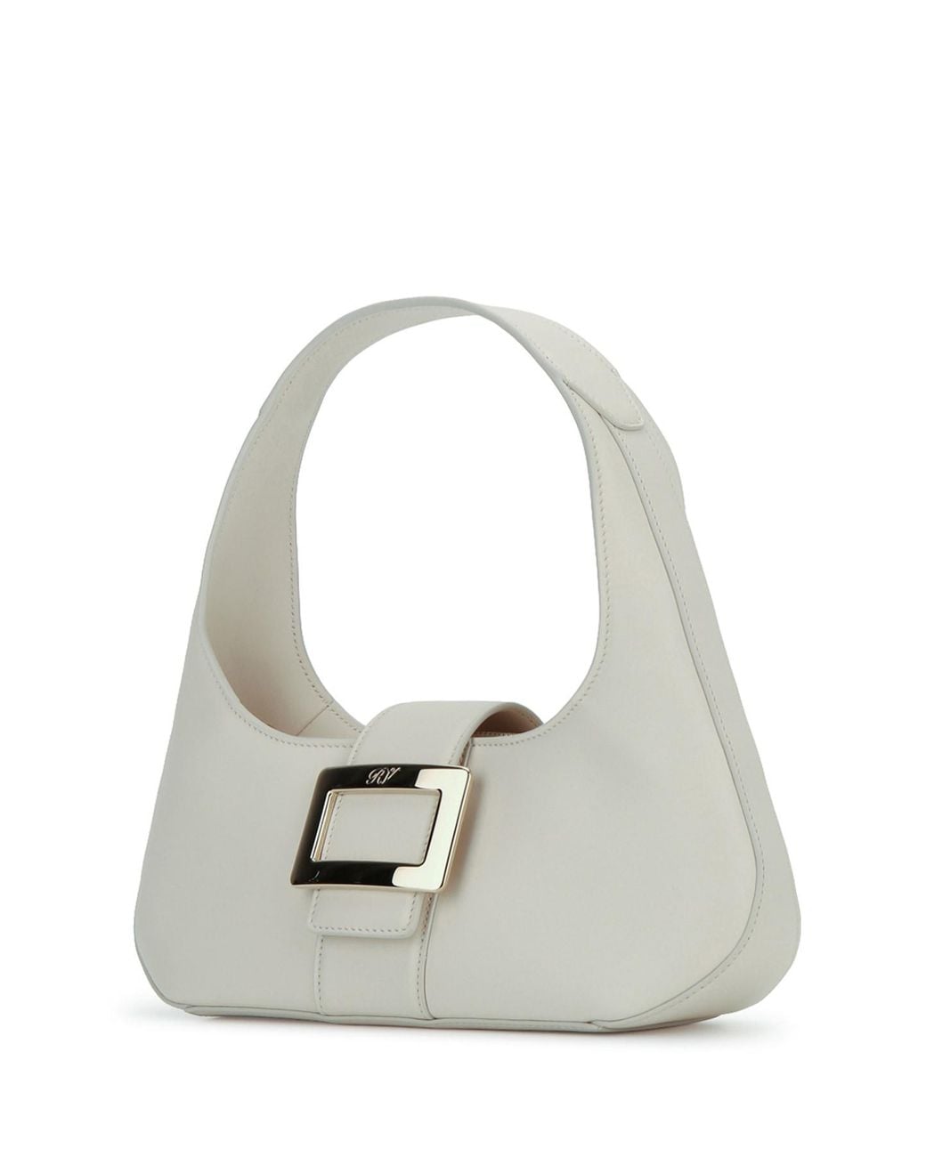 Roger Vivier White Mini Belle Vivier Hobo Handbag