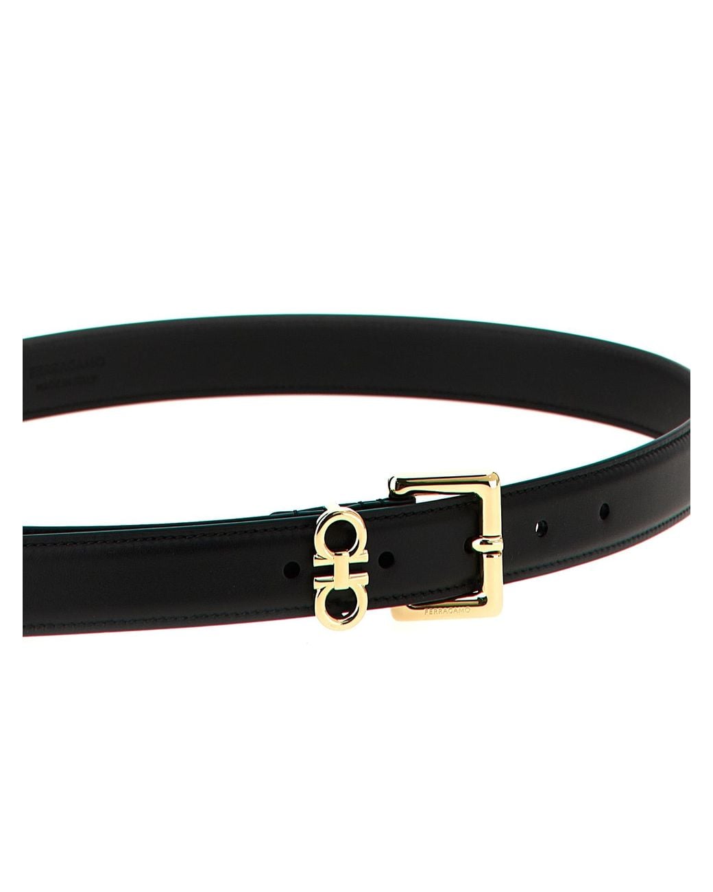 Ferragamo Black Gancini Reversible Leather Belt
