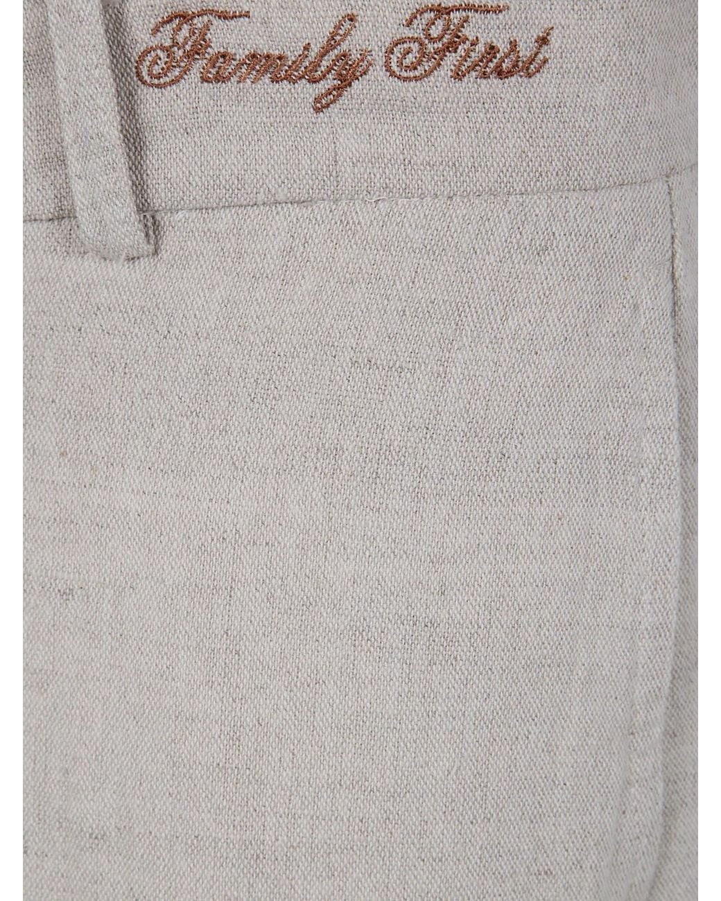 FAMILY FIRST Gray Regular Pants Linen for men