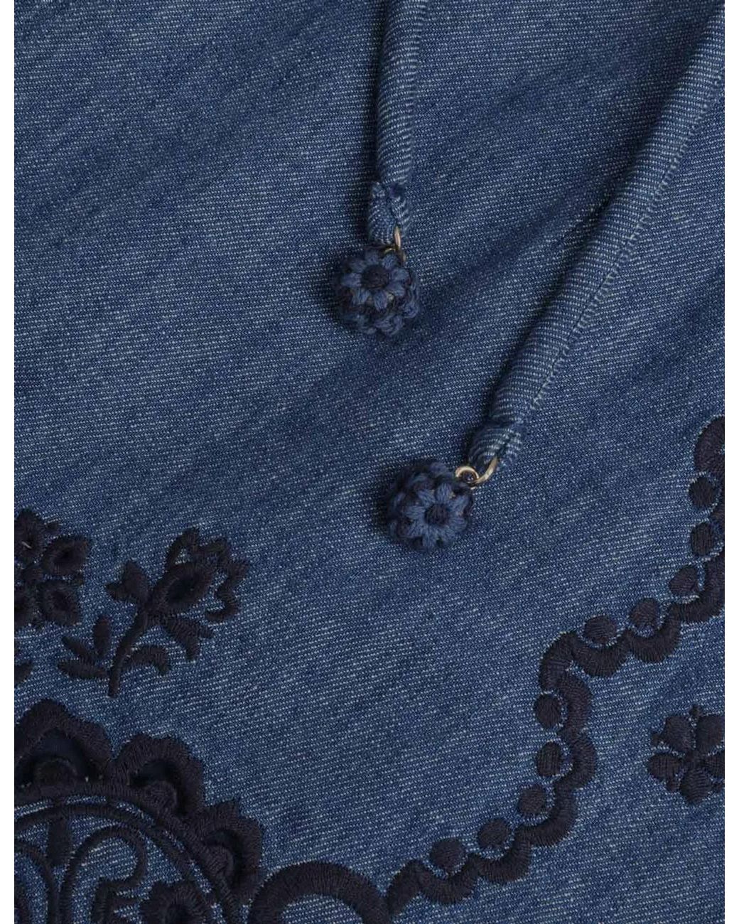 Zimmermann Blue Aster Embroidered Denim Short
