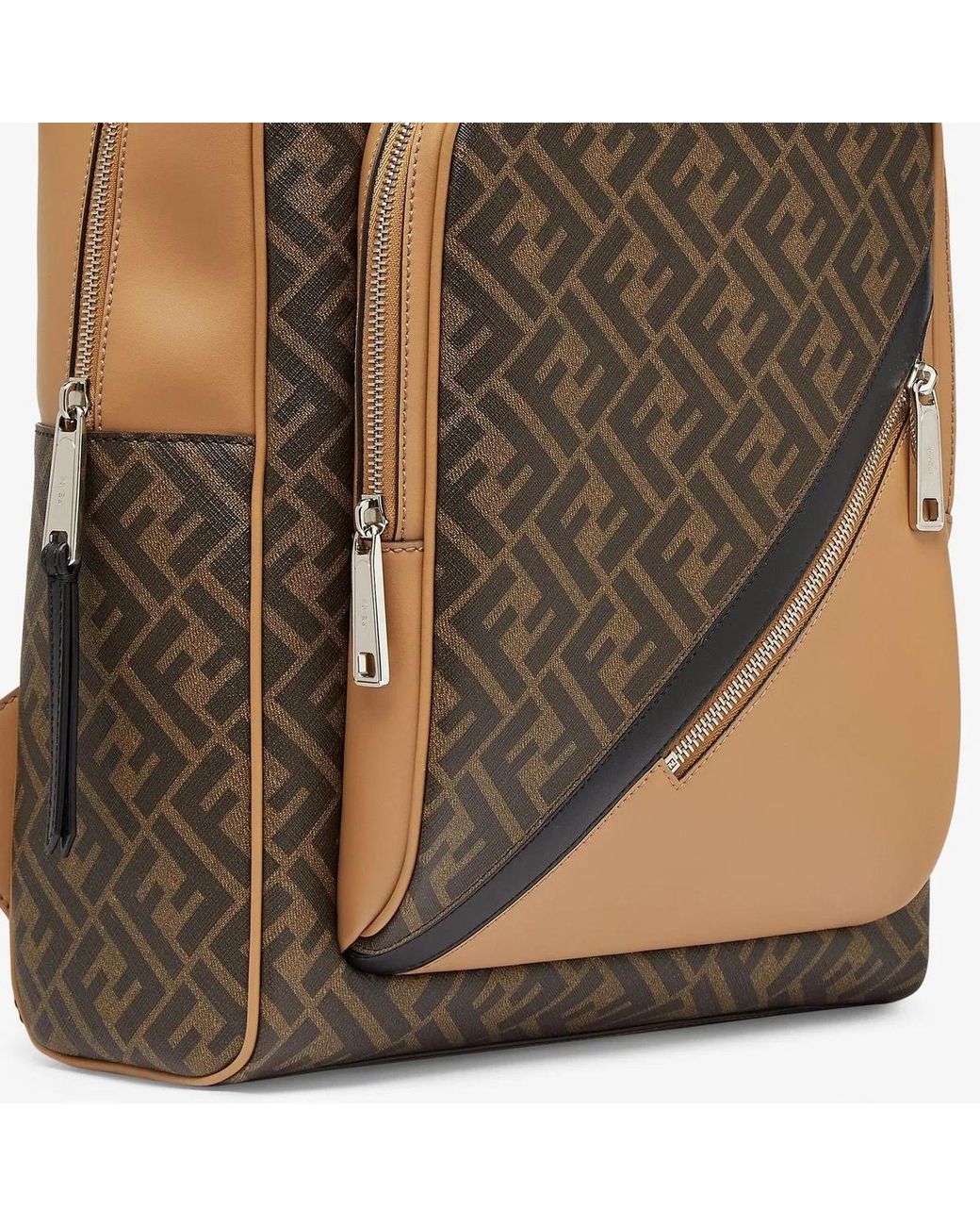 Fendi Metallic Monogram-Pattern Backpack for men