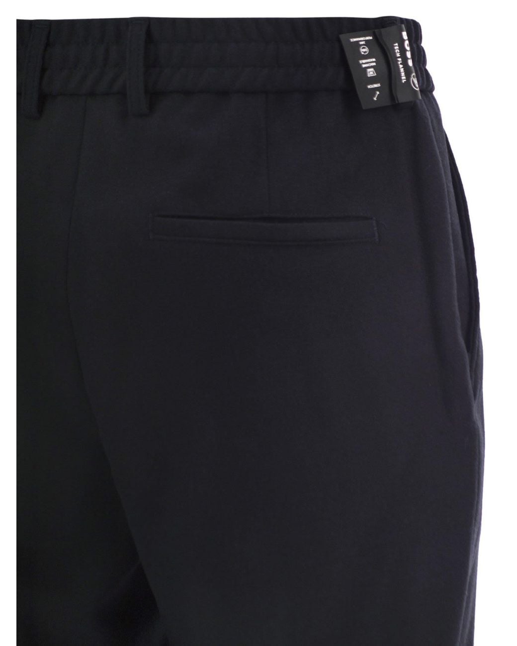 Boss Blue Virgin Wool-Blend Tapered Fit Trousers With Drawstring for men
