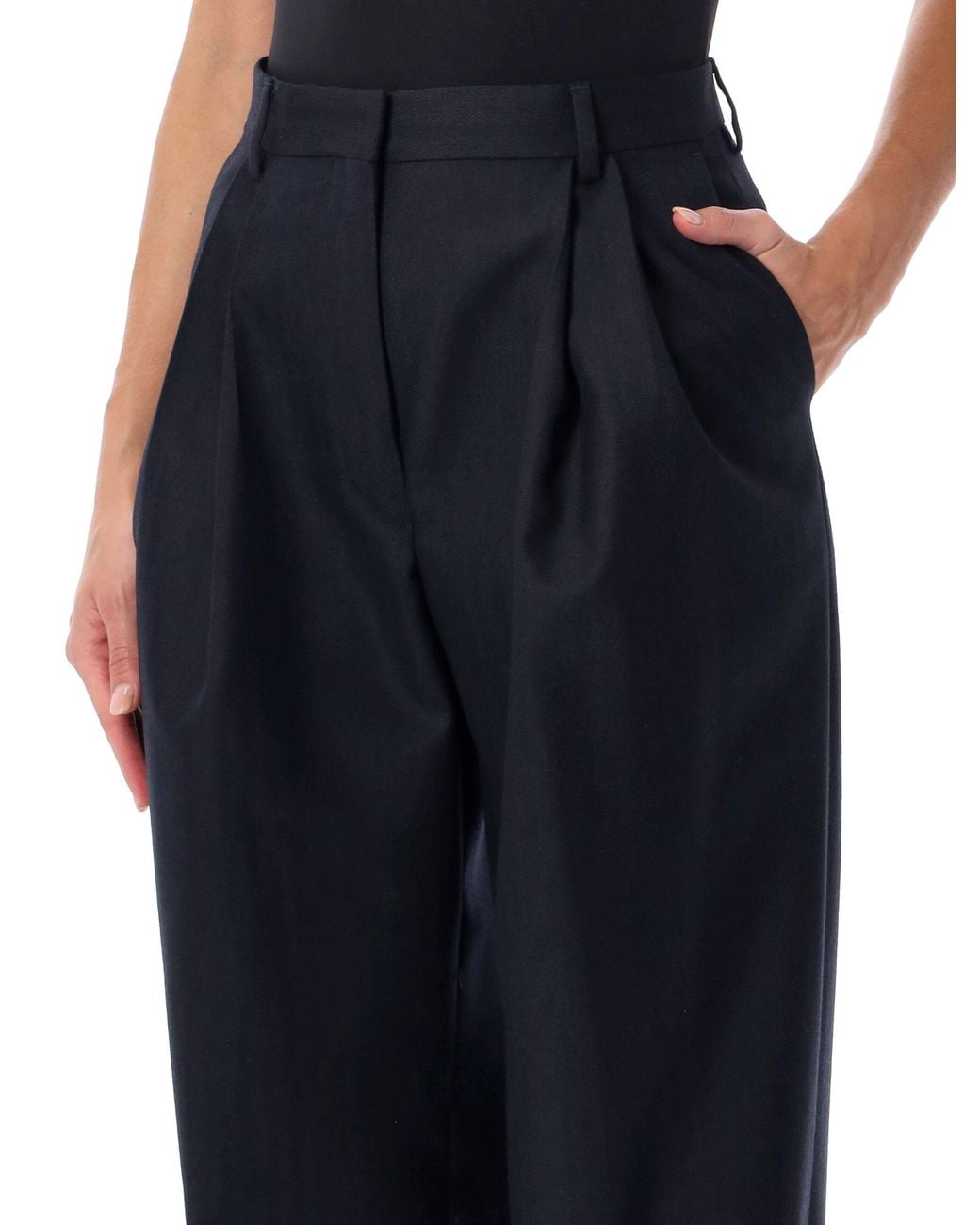 Dries Van Noten Black Pleated Wool Trousers