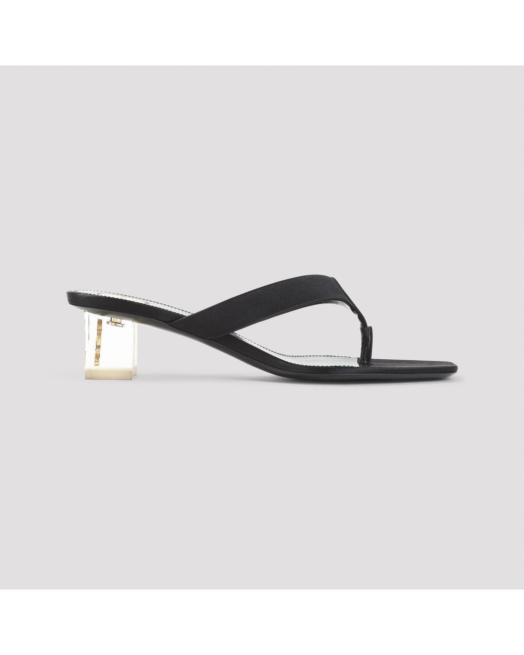 Saint Laurent Black Satin Frida Thong Mules
