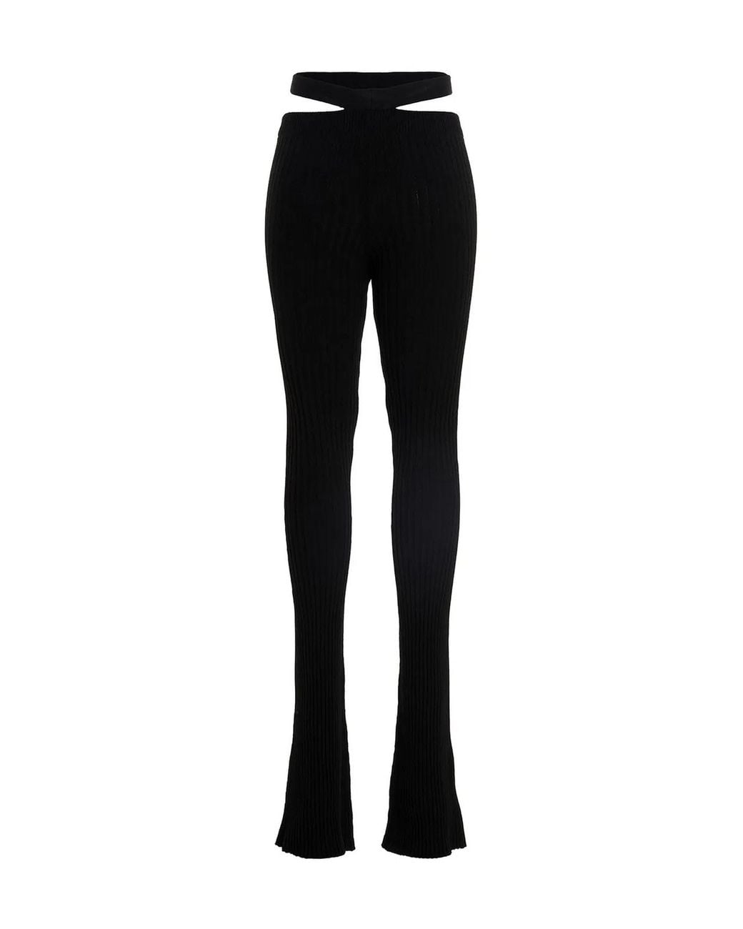 ANDREADAMO Black Ribbed Flared Trousers