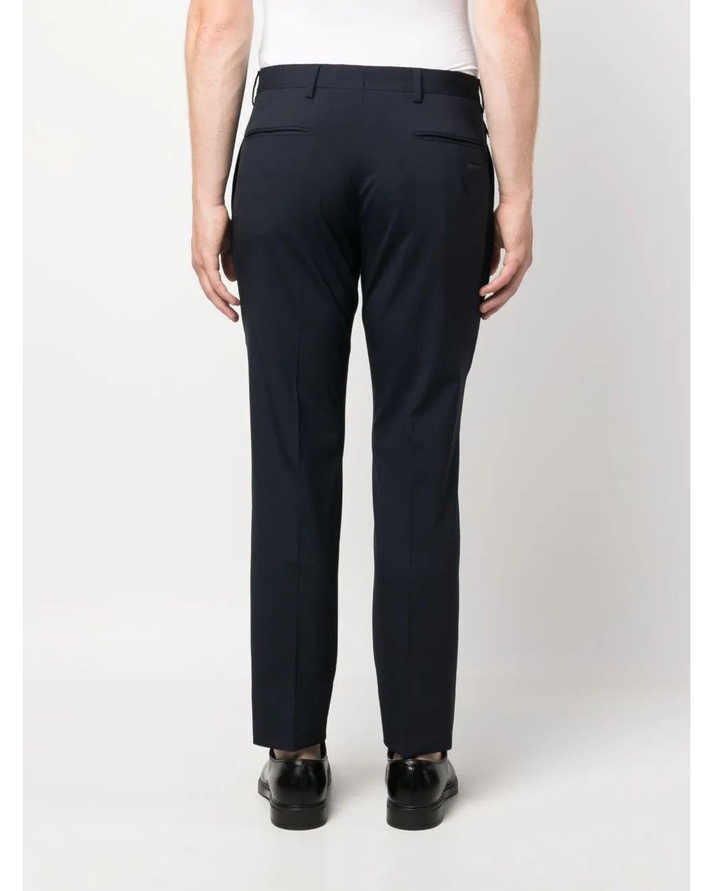 Prada Blue Stretch Wool Trousers for men
