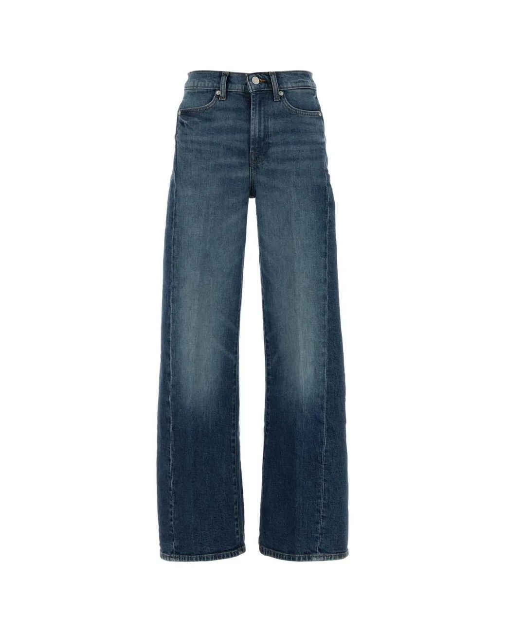 7 For All Mankind Blue Flared High Rise Jeans
