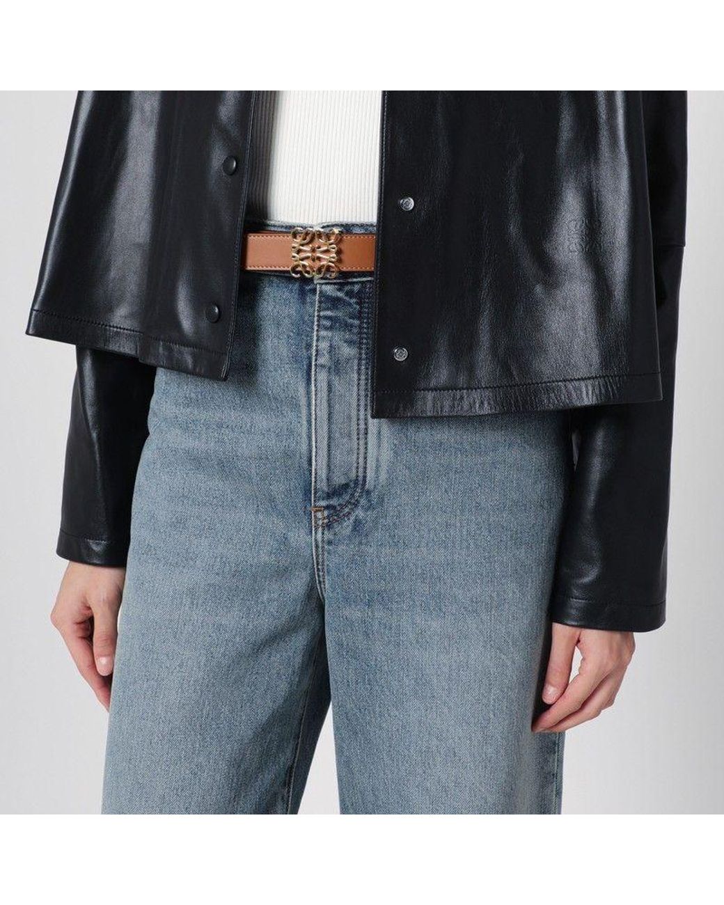 Loewe Black Leather Anagram Belt