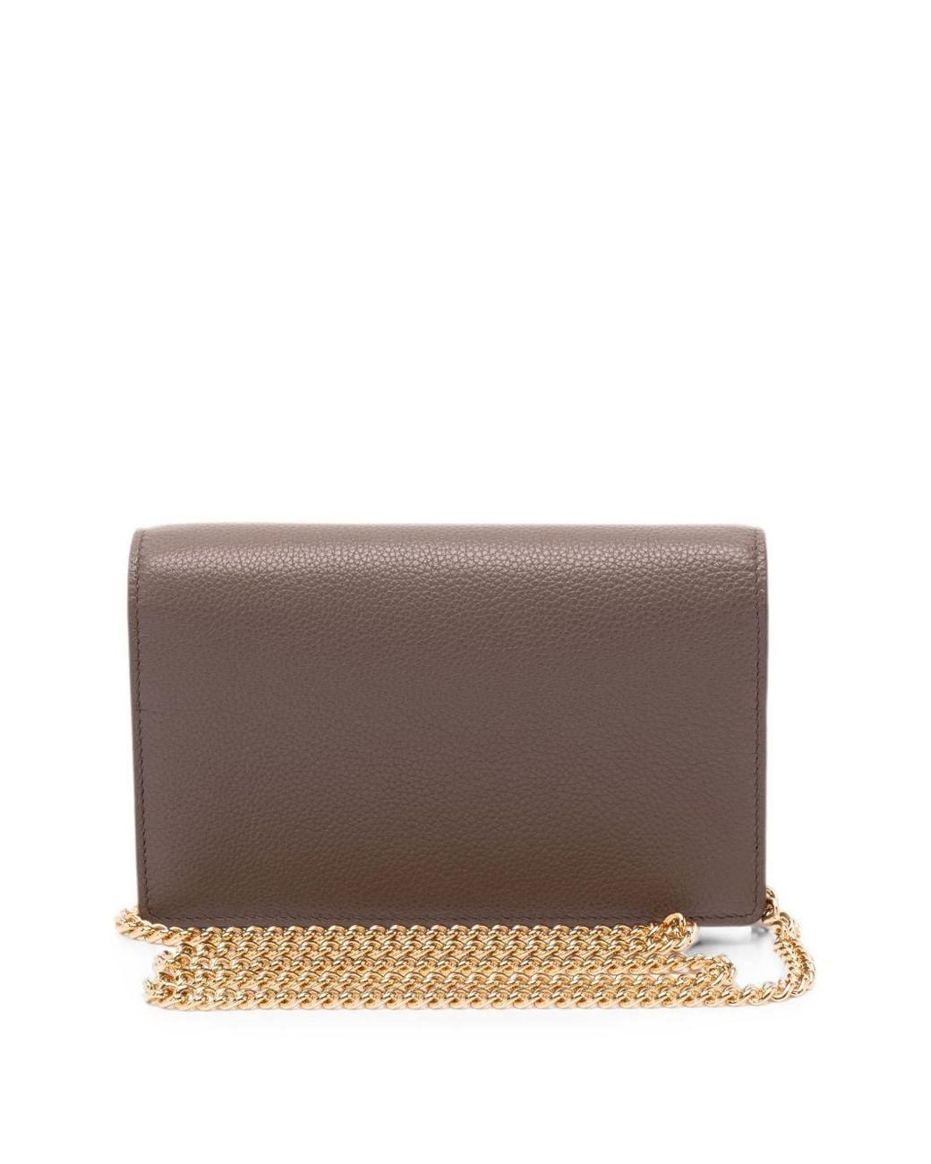 Gucci Brown Marmont Leather Wallet On Chain