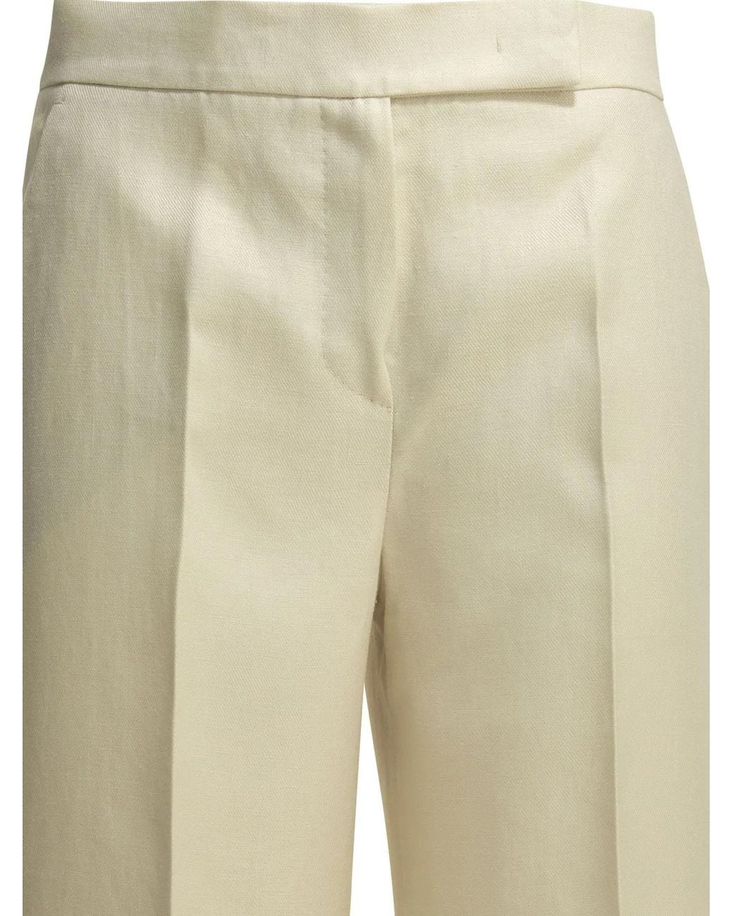Max Mara Natural Tailored Linen Pants
