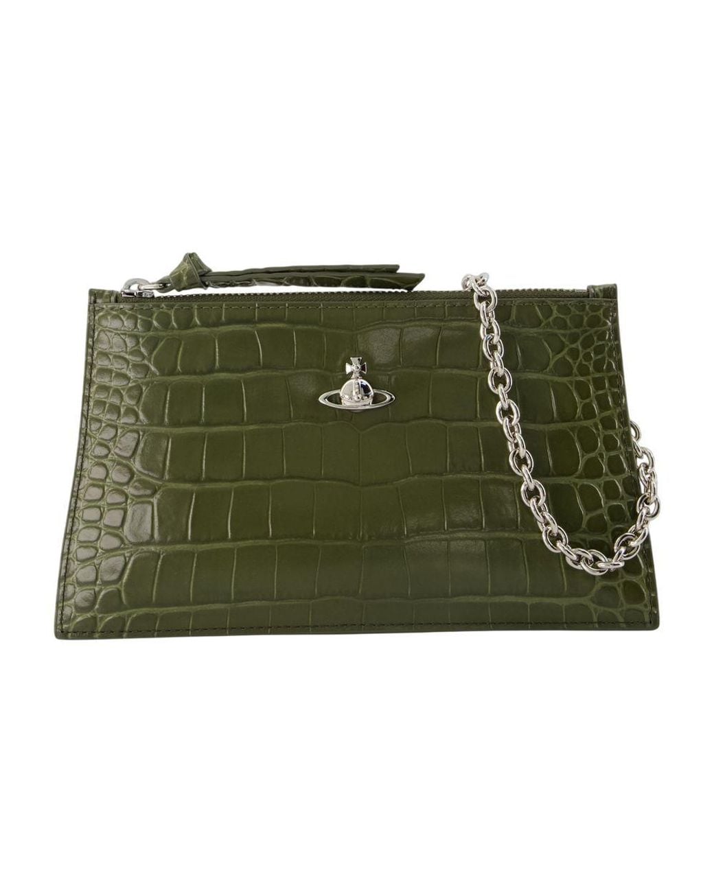 Vivienne Westwood Green Small Flat Zip Clutch