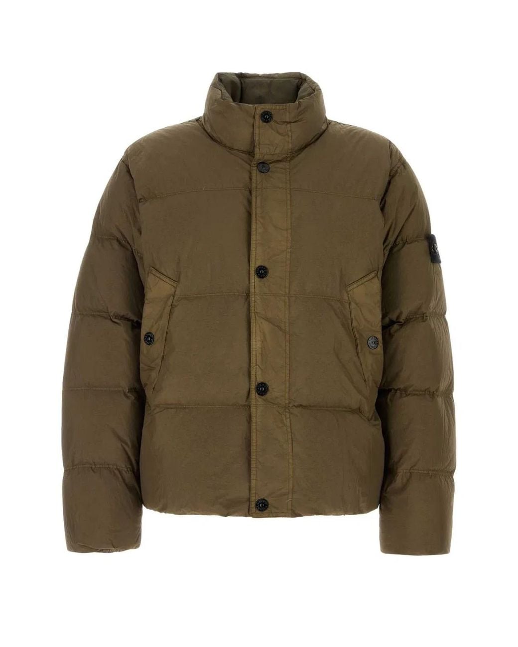 Stone Island Green Khaki Nylon Down Jacket for men