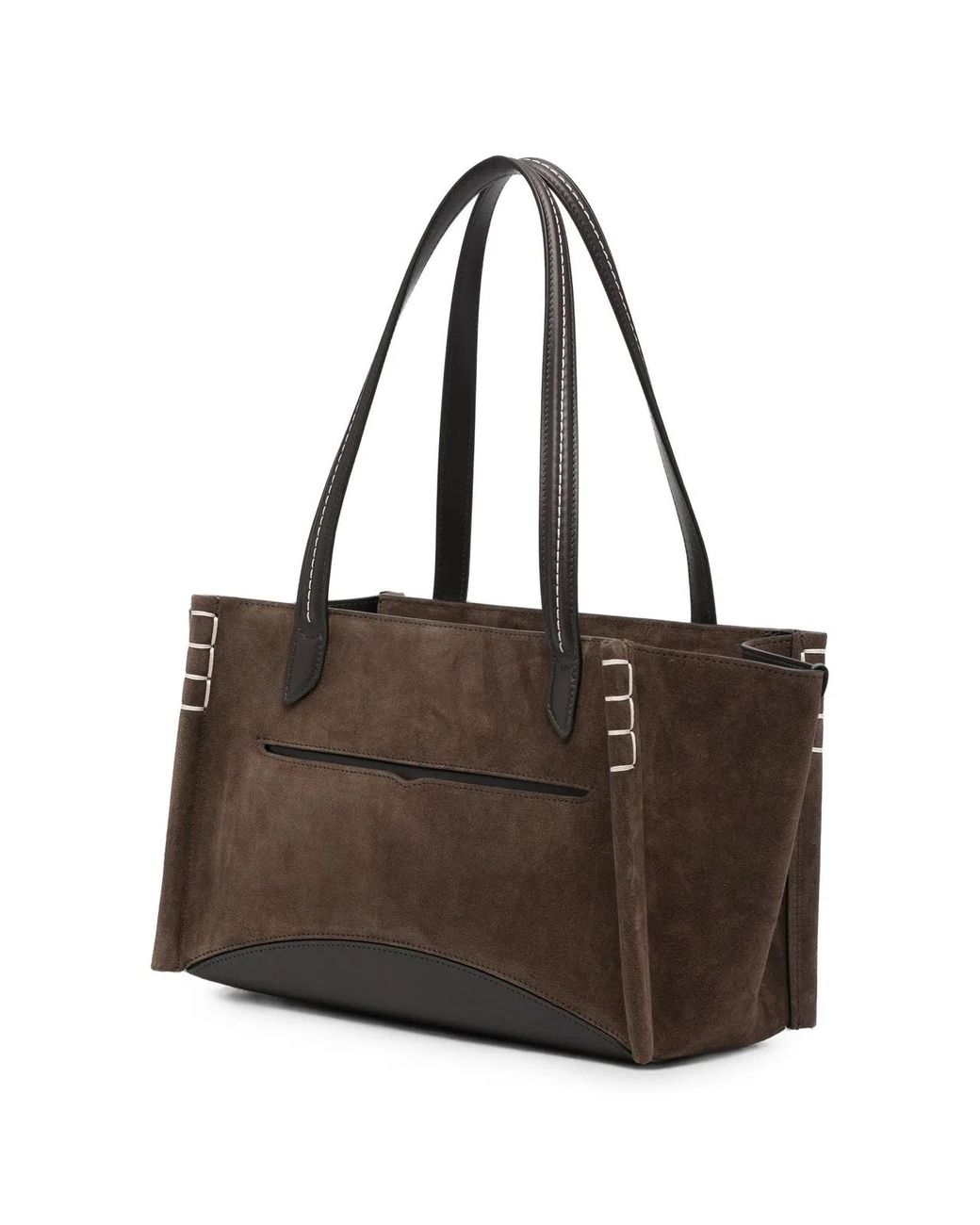 J.W. Anderson Brown Contrast-Stitch Suede Tote Bag