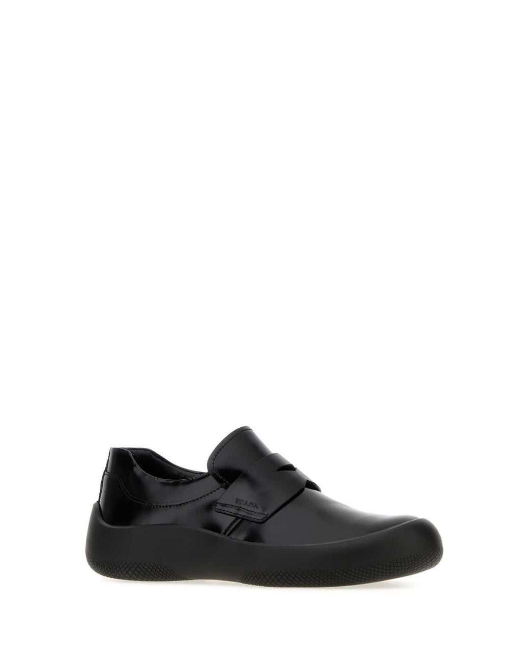 Prada Black Leather Prax Loafers for men