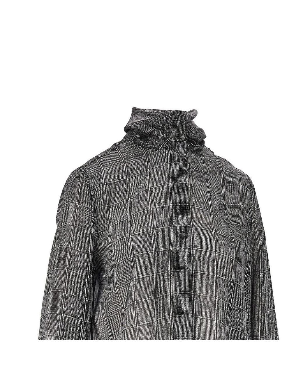 Emporio Armani Gray Check Print Satin Shirt