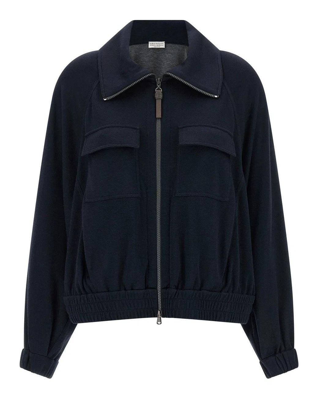 Brunello Cucinelli Blue Cotton-Silk Interlock Sweatshirt