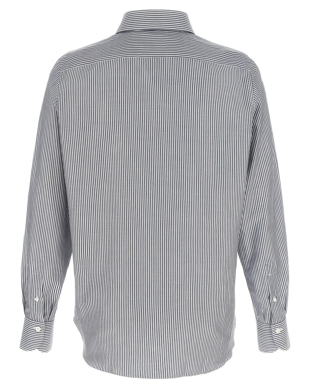 Finamore 1925 Gray Striped Shirt for men