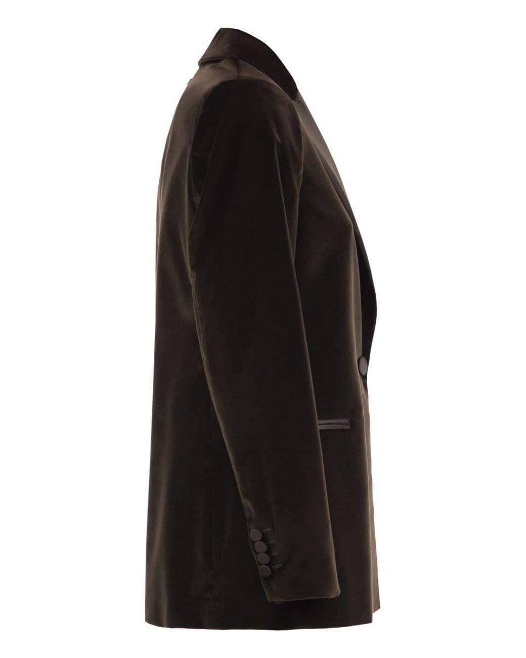 Peserico Black Single-Breasted Stretch Velvet Blazer With Satin Lapels