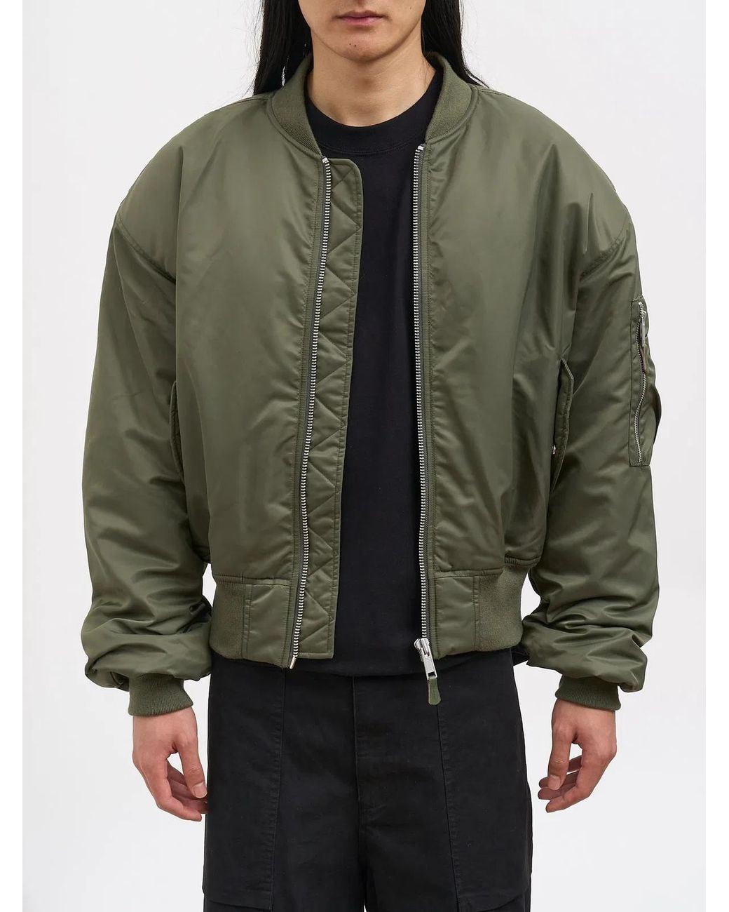Entire studios Green Cropped Broad Khaki Bomber for men