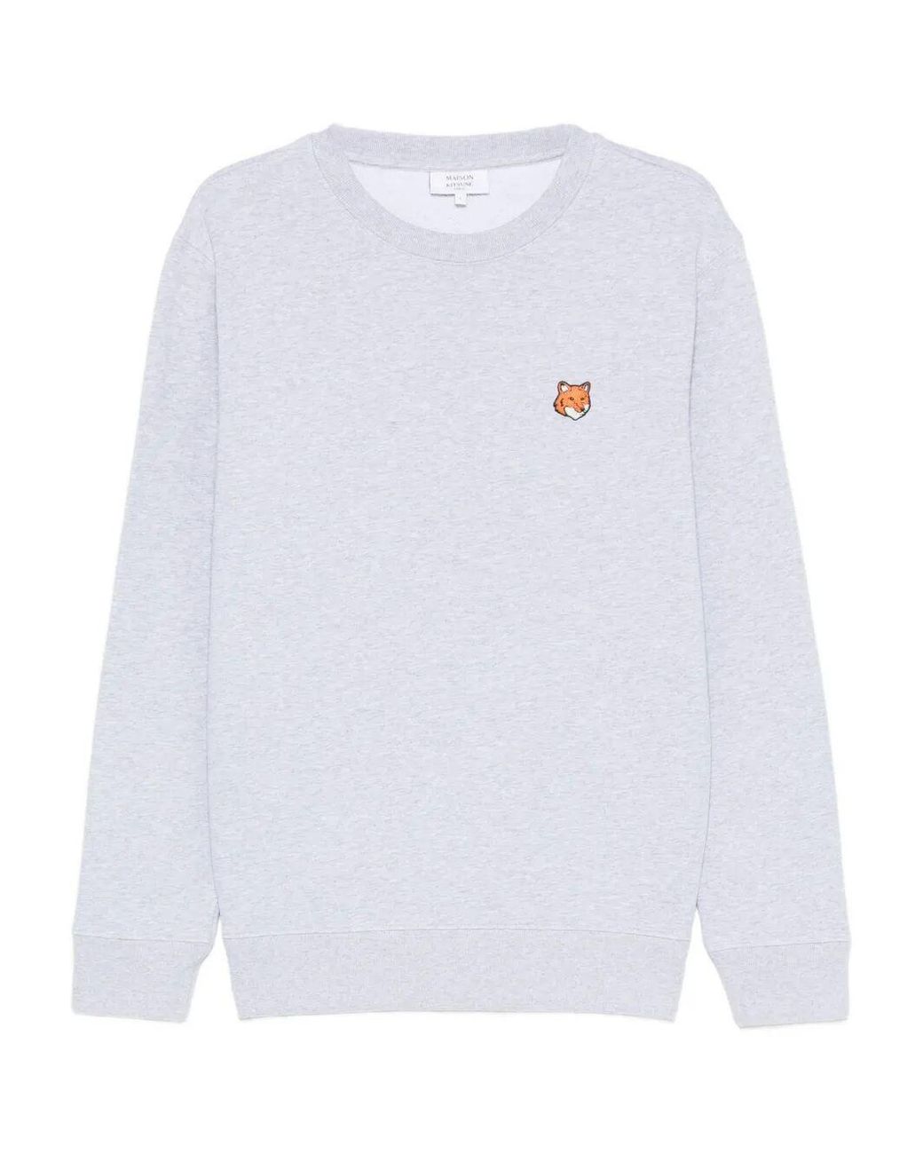 Maison Kitsuné White Maison Kitsuné Fox Head Ccotton Crewneck Sweatshirt for men